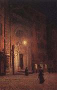 Aleksander Gierymski Street at night Germany oil painting artist